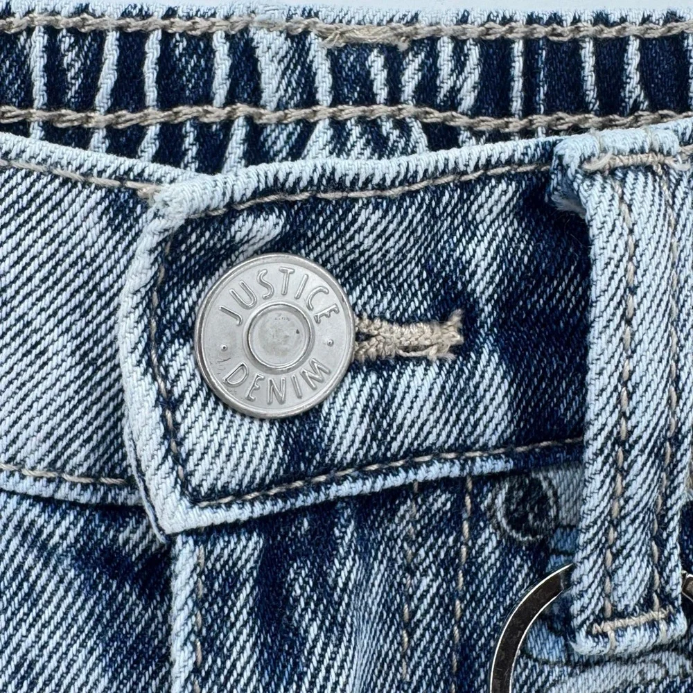 Justice Girls Peanuts Snoopy Wide Leg Acid Wash Jeans‎ Light Blue Size 6 460781